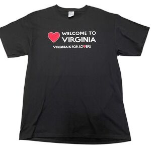 Welcome To Virginia is for Lovers Souvenir Black Graphic T-Shirt Size‎ Large